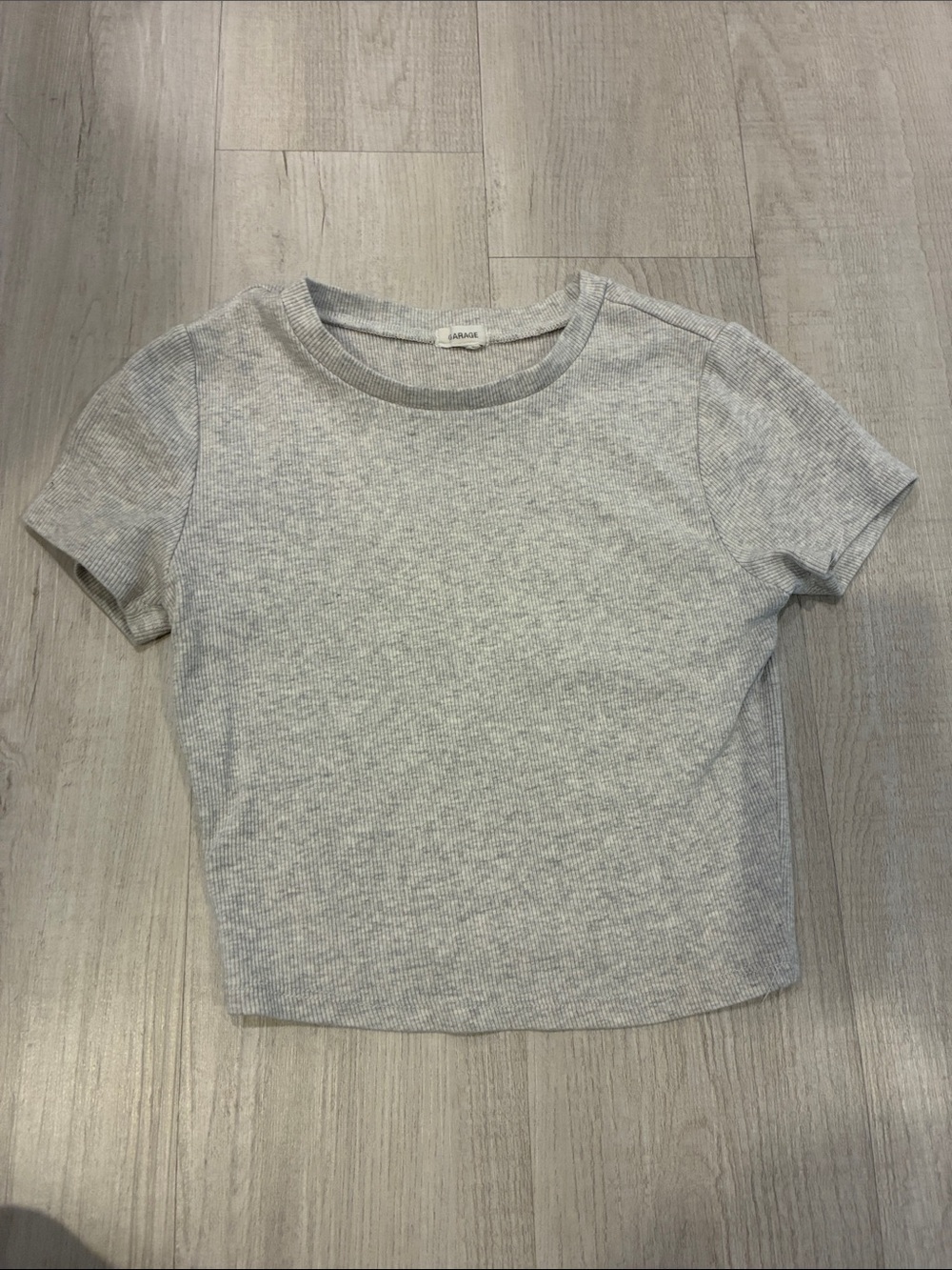 Garage Light Heather Gray Ribbed Short Sleeve Crop Tee